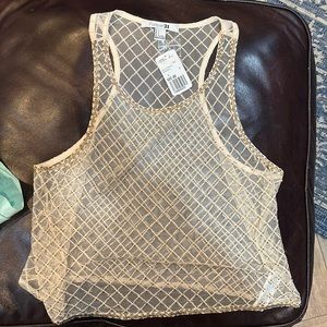 Gold sparkly sheer racerback tank top. Forever 21 size large